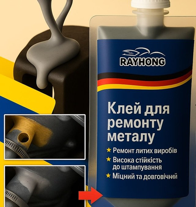 Універсальний клей для ремонту усіх металевих поверхонь.